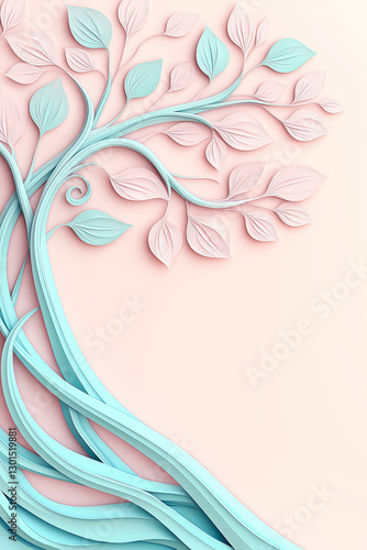 Romantic tree frame nature elements. Soft pastel theme