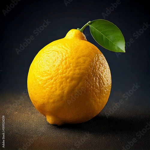 Obraz na płótnie limón amarillo con una pequeña hoja 