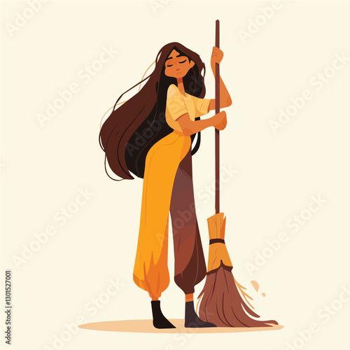 Design and illustration of a sweeper character in vector format