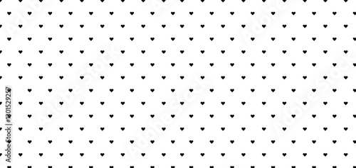 Small cute hearts background. Seamless pattern for Valentine's Day. Vector repeat seamless pattern with tiny black hearts on white background.