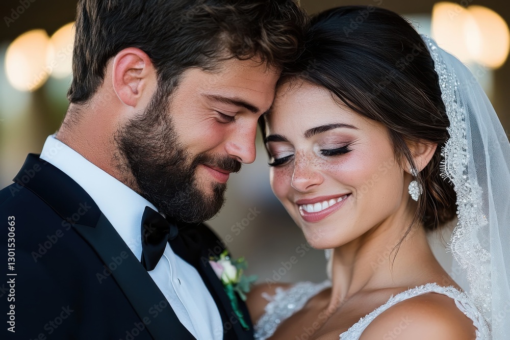 In a heartfelt moment, a joyful couple smiles radiantly as they share a loving gaze, highlighting the love and warmth felt during their wedding day. In a heartfelt moment, a joyful couple smiles radiantly as they share a loving gaze, highlighting the love and warmth felt during their wedding day.