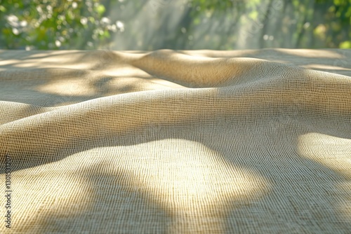 Soft Linen Fabric Gently Draped With Natural Light Illuminating Its Texture a...