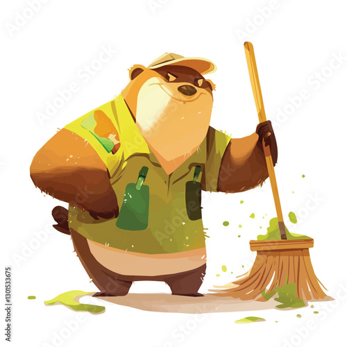 Design and illustration of a sweeper character in vector format