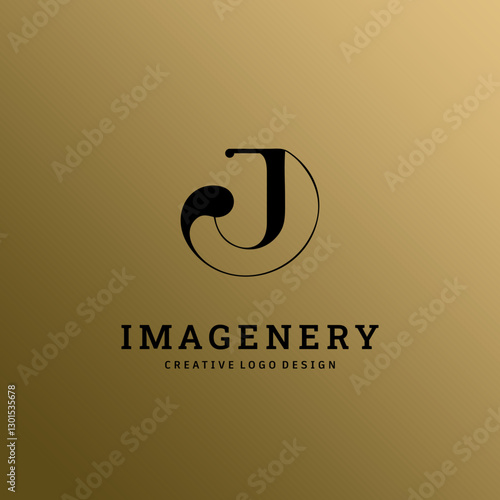Letter J Logo Vector for Bussines or Branding, Luxury Black Gold, Minimal black design for corporate sign. Initial J logo design template on Gold background.