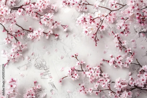 Cherry blossom branches with pink flowers