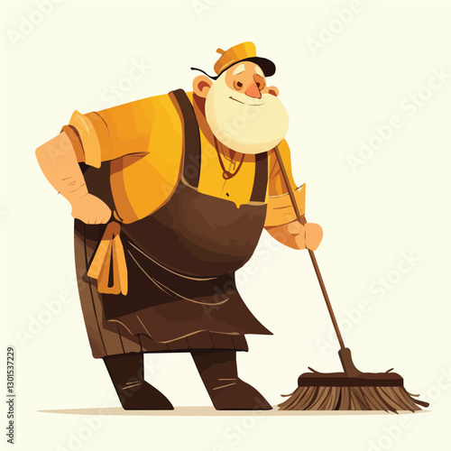 Design and illustration of a sweeper character in vector format