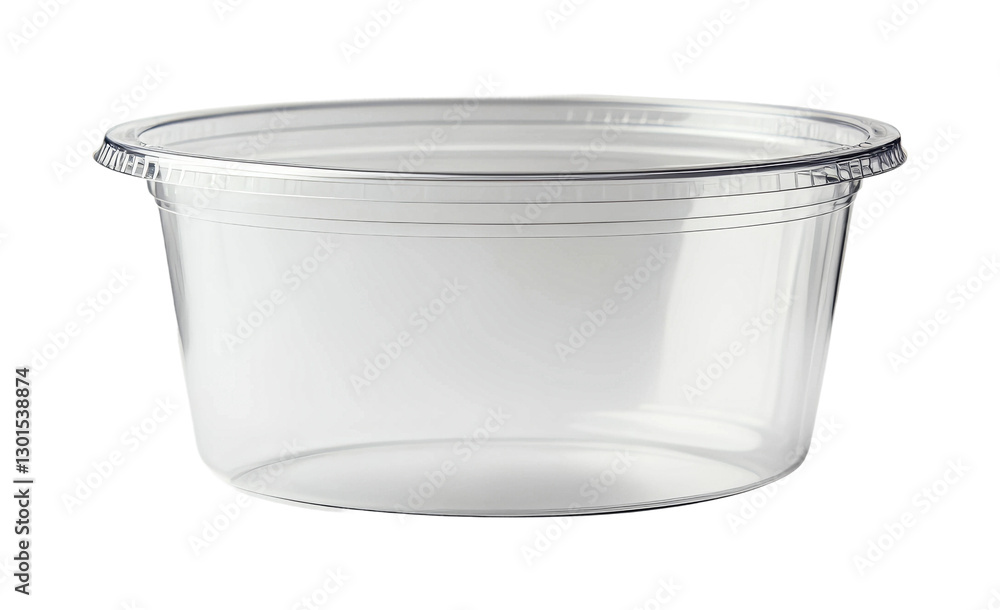 Clear plastic container for food storage in home kitchens or restaurants use, cut out Clear plastic container for food storage in home kitchens or restaurants use, cut out