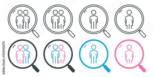 Man woman search icon. Illustration vector