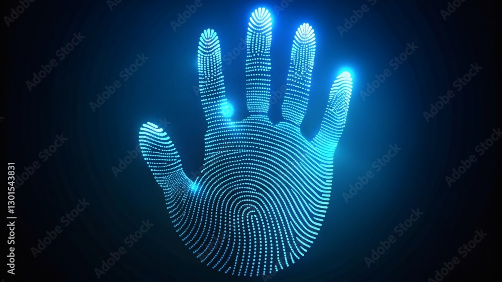 Digital Handprint, Biometric Scan, Cybersecurity Concept Digital Handprint, Biometric Scan, Cybersecurity Concept