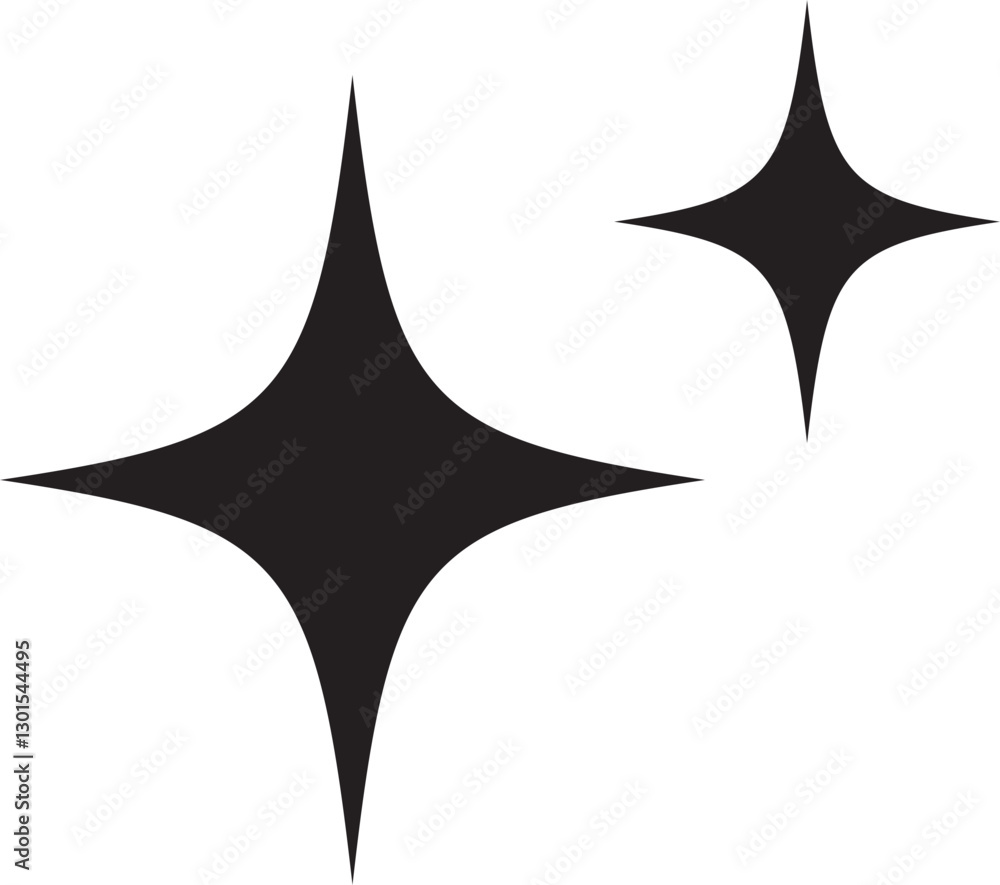 Fototapeta premium Sparkle star icon. Retro futuristic sparkle vector isolated on transparent background. Shining sparkle icon, Blink twinkle star shape concept. Abstract cool shine effect sign vector design.