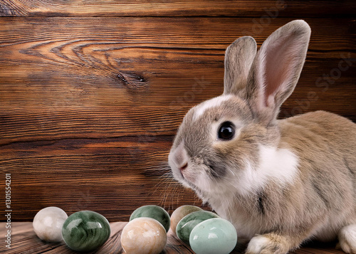 marble easter eggs with little rabbit