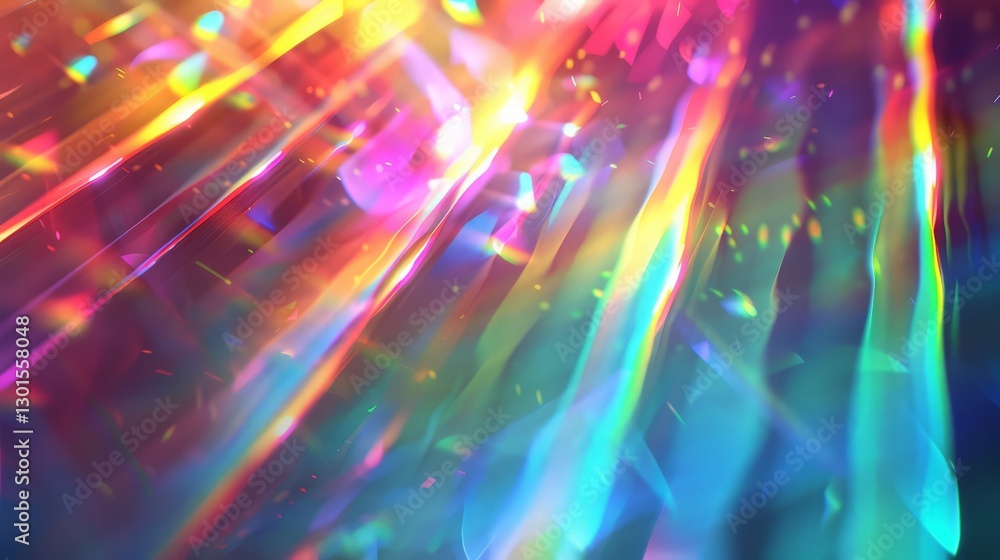 Obraz premium Rainbow Crystal ray light, sun shines rainbow red yellow and blue color.