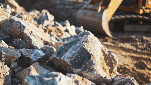 Wallpaper Mural Construction Site with Heavy Equipment and Rocks on Ground Surface Torontodigital.ca
