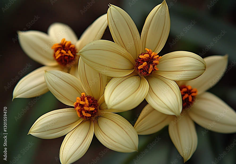 Fototapeta premium Elegant Yellow Flowers with Unique Petals and Vibrant Center Stamen