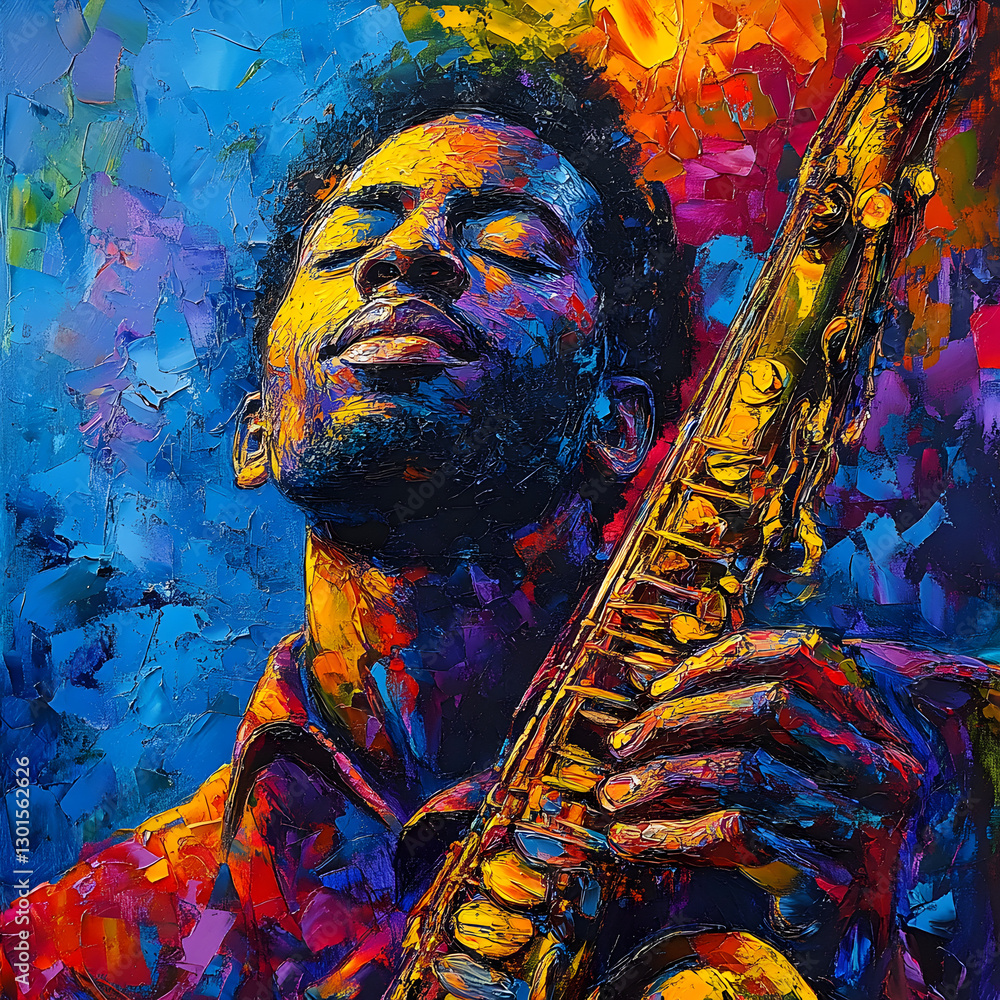 Fototapeta premium Saxophonist Jazz Music Abstract Painting Artwork