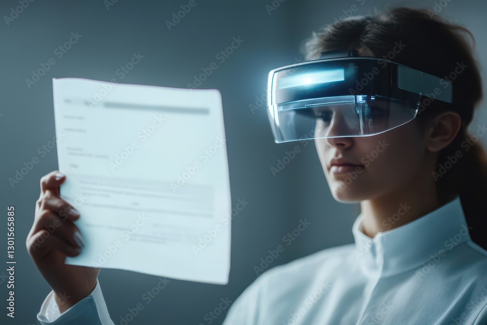 Futuristic scene where an exam paper appears as a holographic display in front of a student wearing augmented reality glasses, sleek and innovative, depicting advanced testing methods Futuristic scene where an exam paper appears as a holographic display in front of a student wearing augmented reality glasses, sleek and innovative, depicting advanced testing methods
