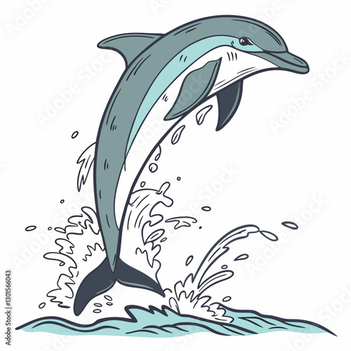 Realistic full-body vector illustration of a Spinner Dolphin