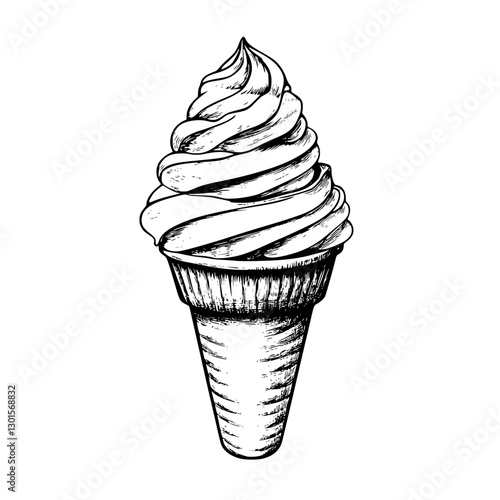 Delicious vector illustration of soft serve ice cream in a cone