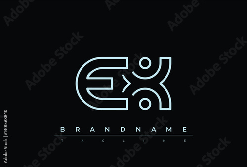 EX Technology Letter  Logo Template. This tech letter logo is a graphic mark that uses letters to represent a technology company.