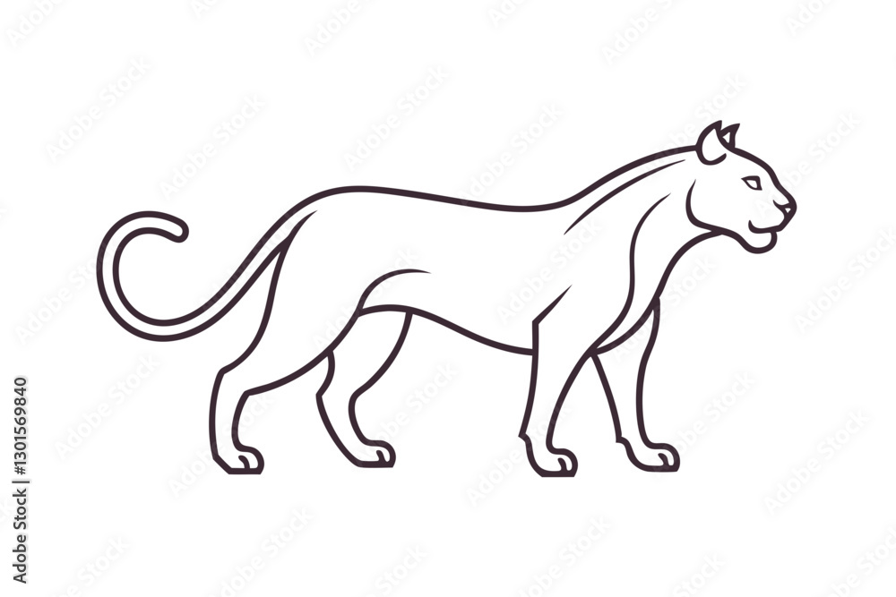 Fototapeta premium Minimalist Line Drawing of Panther Vector Illustration