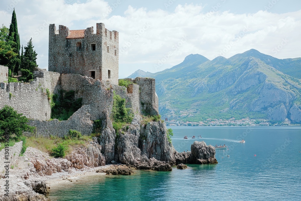 Fortress overlooking the bay of kotor in montenegro Fortress overlooking the bay of kotor in montenegro