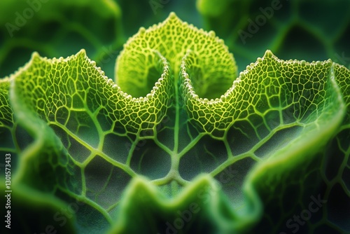 Close up View of Vibrant Green Leaves Showcasing Intricate Patterns and Textu...