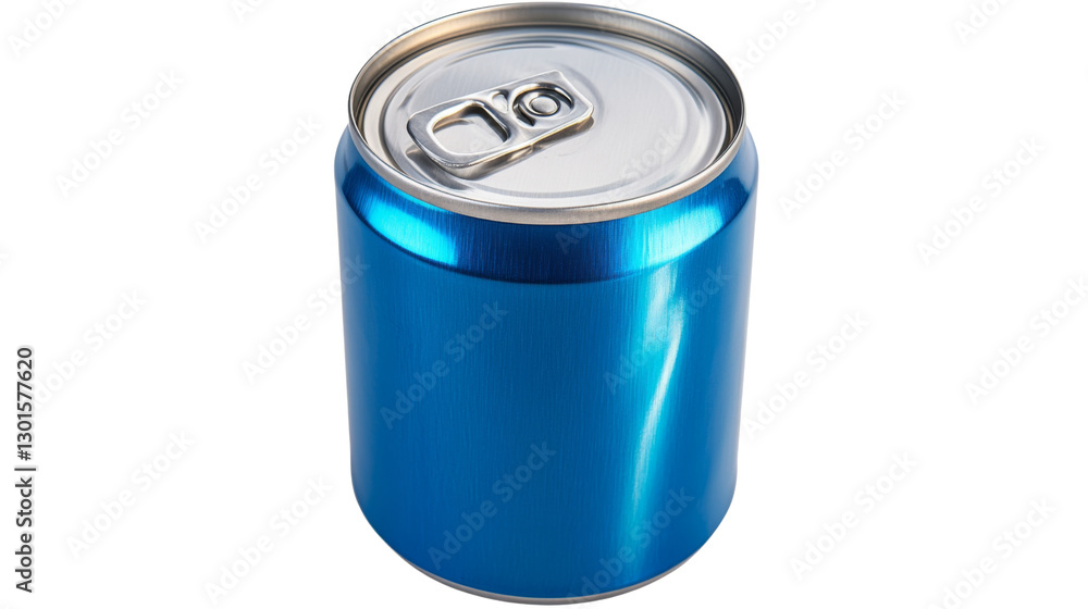 Shiny blue soda can with ring pull on transparent background Shiny blue soda can with ring pull on transparent background