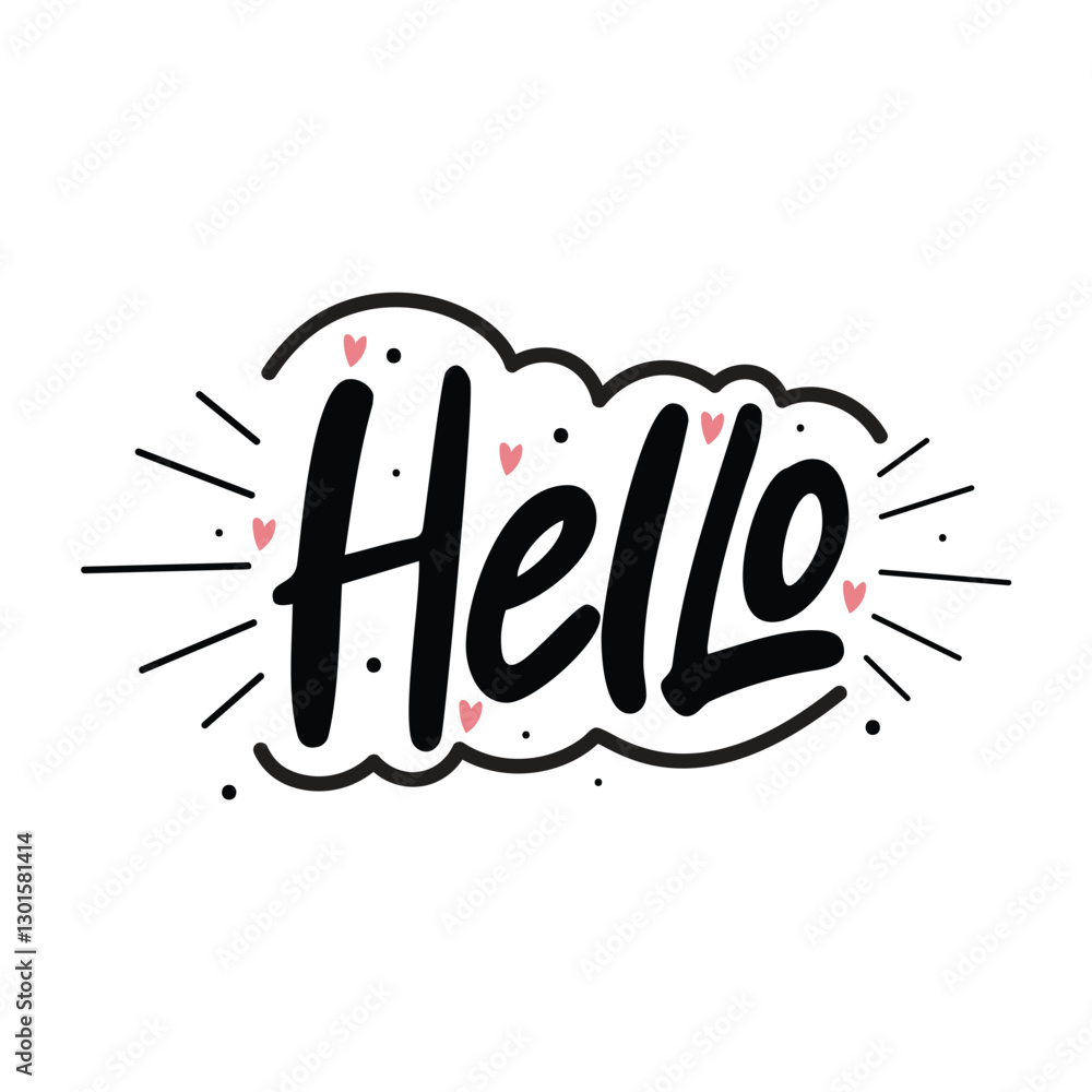 Hand Drawn Hello Lettering Vector Design. Hand Drawn Hello Lettering Vector Design.