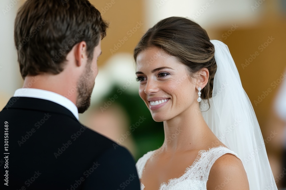 A beautiful bride gazes lovingly at her groom during a wedding ceremony, capturing a tender moment filled with joy and romance that epitomizes love and commitment. A beautiful bride gazes lovingly at her groom during a wedding ceremony, capturing a tender moment filled with joy and romance that epitomizes love and commitment.