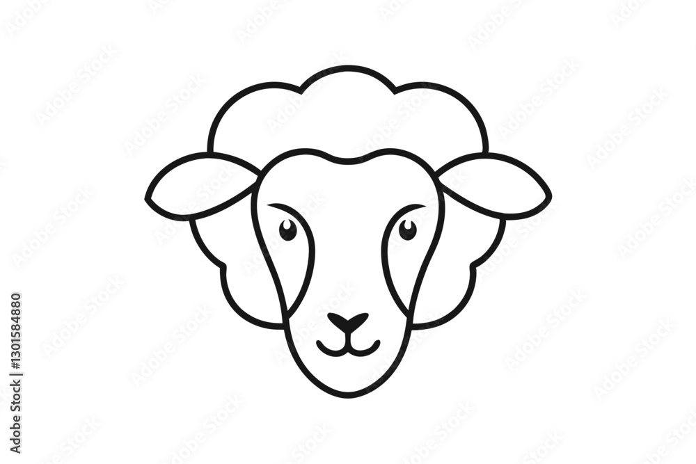 Stylish Line Drawing Sheep Head Icon - Logo Design Vector Stylish Line Drawing Sheep Head Icon - Logo Design Vector