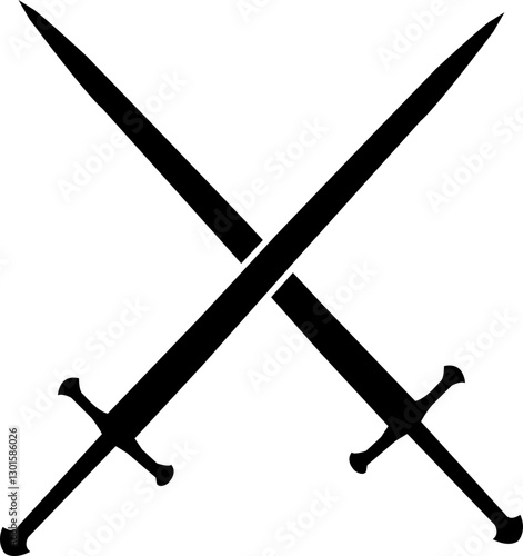 sword crossed silhouette vector file svg black color