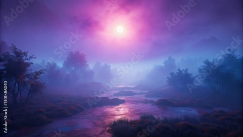 Wallpaper Mural Misty River at Dusk Torontodigital.ca