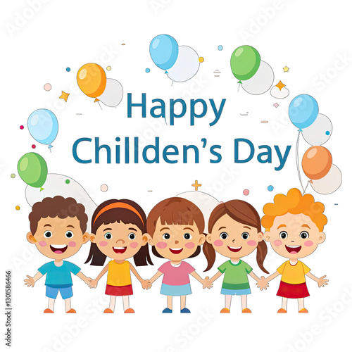 happy Children's day card with flowers