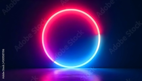 Wallpaper Mural Un círculo de neón con un degradado de rosa a azul, sobre un fondo oscuro Torontodigital.ca