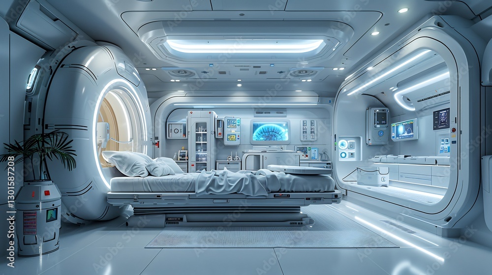 Futuristic AI-Driven Hospital Room with Advanced Technology Futuristic AI-Driven Hospital Room with Advanced Technology