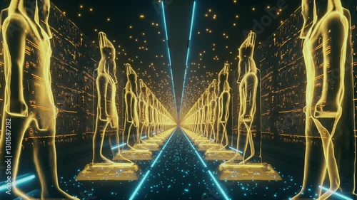 Ancient Egypt Pharaoh’s Passage Holographic Temple - Loop - Abstract Fantasy Immersive Appeal Tunnel Background V2