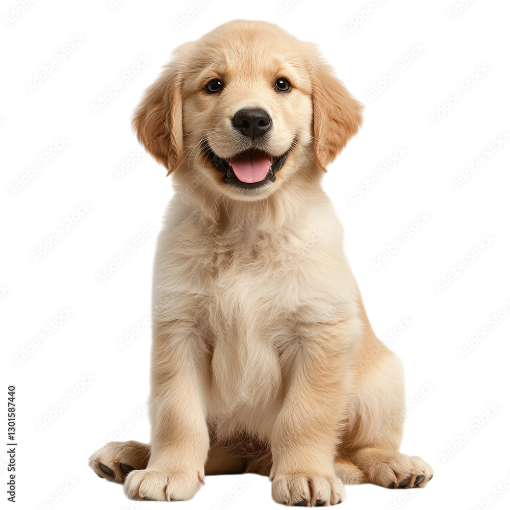 ? A fluffy golden retriever puppy sitting isolated on transparent background ? A fluffy golden retriever puppy sitting isolated on transparent background