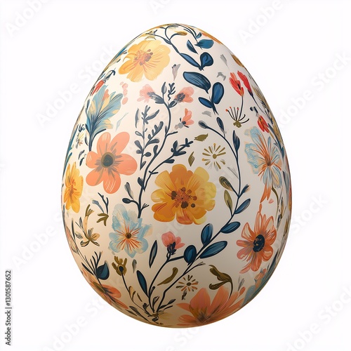Colorful floral egg design displaying intricate patterns and vibrant hues.