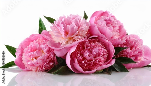 Fototapeta Naklejka Na Ścianę i Meble -  Bunch of pink peonies on white background