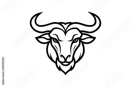 Minimalist Wildebeest Head Logo | Line Art Vector Icon