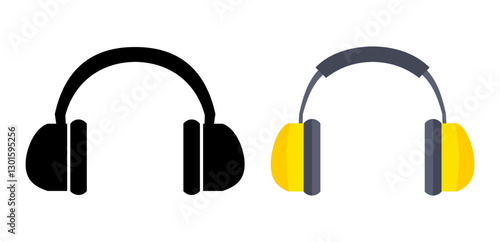 Vector illustration of protective earmuffs. Hearing protection for construction, industrial work, and noise reduction.