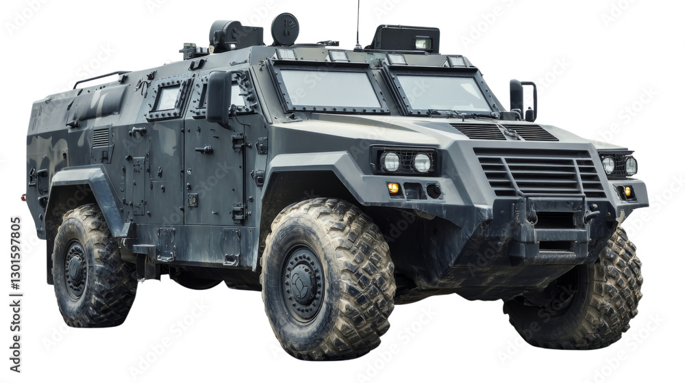 Fototapeta premium Armored military vehicle isolated on transparent background