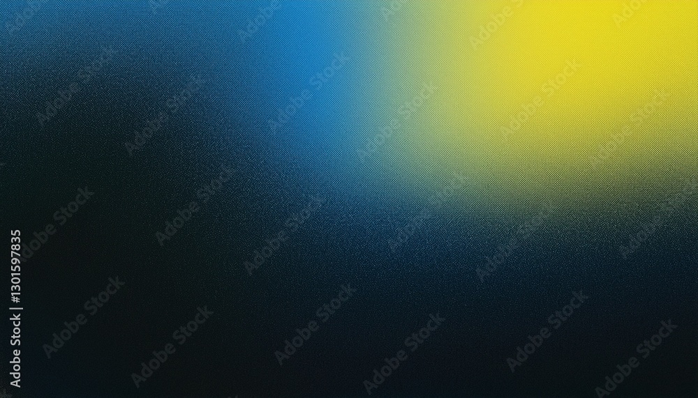 Obraz premium Dark grainy gradient background, blue yellow black abstract noisy texture poster backdrop banner header cover design