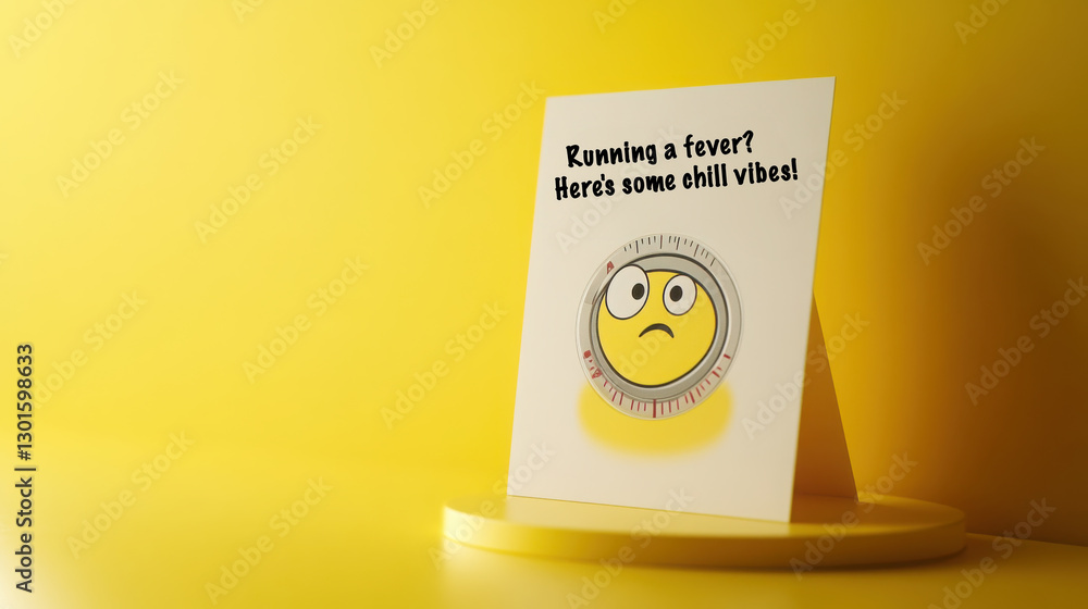 Cheerful get well card with cartoon thermometer and emojis for sending positive vibes Cheerful get well card with cartoon thermometer and emojis for sending positive vibes
