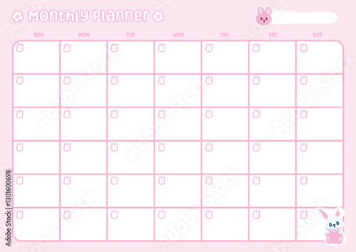 Cute monthly planner pastel color