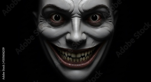 Sinister Joker Face: Dark, Realistic 3D Render