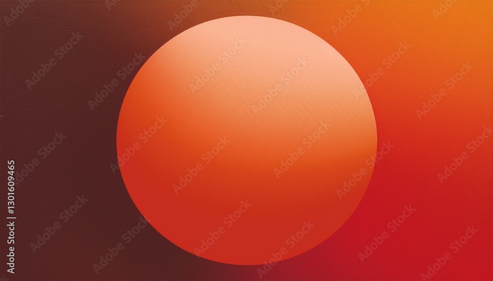 Fototapeta premium Gradient sphere circle red orange grainy background abstract geometric shape noise texture poster banner design