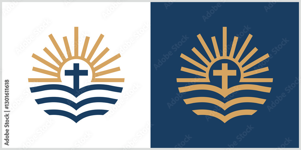 Obraz premium Church religious christian logo design. Church Logo Design Vector Illustration 