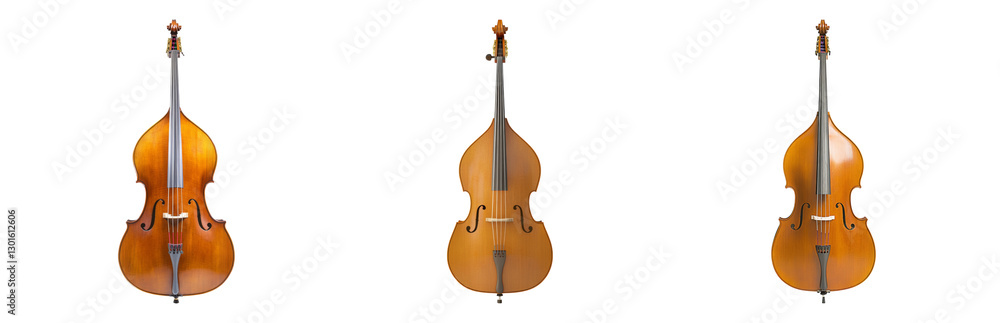 Fototapeta premium Classic Vintage Double Bass Instruments from Different Angles Isolated on transparent background