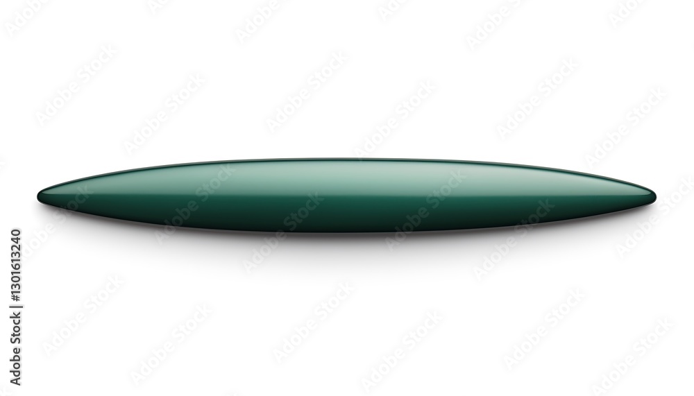 Smooth Green Oval Object on White Background with Soft Shadows Smooth Green Oval Object on White Background with Soft Shadows